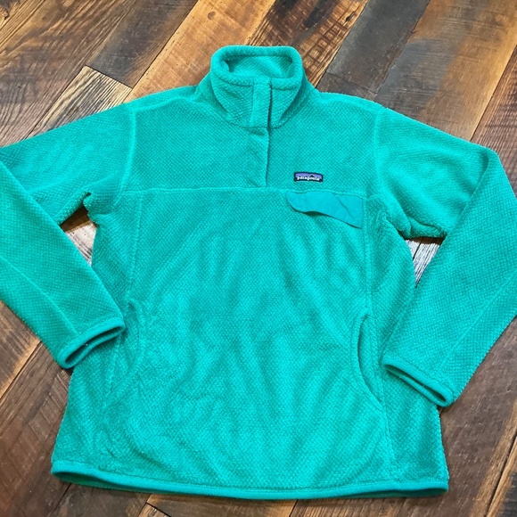Patagonia Women’s Re-Tool Snap-T® Pullover Fleece Aqua Stone Beryl Green Size L - Picture 2 of 9
